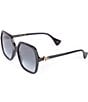 Color:Shiny Solid Black - Image 1 - Women's Gg1072sa 56mm Rectangle Sunglasses