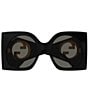 Color:Black - Image 2 - Women's GG1254S 55mm Oversize Black Butterfly Sunglasses