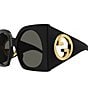Color:Black - Image 3 - Women's GG1254S 55mm Oversize Black Butterfly Sunglasses