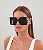 Color:Black - Image 4 - Women's GG1254S 55mm Oversize Black Butterfly Sunglasses