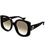Color:Black - Image 1 - Women's GG1257SA 56mm Round Butterfly Sunglasses