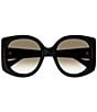 Color:Black - Image 2 - Women's GG1257SA 56mm Round Butterfly Sunglasses