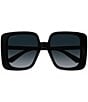 Color:Black - Image 2 - Women's GG1314S 55mm Square Black Butterfly Sunglasses