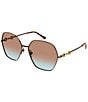 Color:Brown - Image 1 - Women's GG1335S 62mm Round Sunglasses
