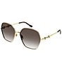 Color:Gold - Image 1 - Women's GG1335S 62mm Round Sunglasses