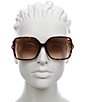 Color:Dark Havana - Image 2 - Women's GG1448SA Petite Web 59mm Havana Square Sunglasses