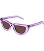Color:Transparent Light Lilac - Image 1 - Women's Gucci Rivetto 51mm Cat Eye Sunglasses