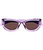 Color:Transparent Light Lilac - Image 2 - Women's Gucci Rivetto 51mm Cat Eye Sunglasses