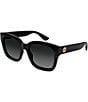 Color:Black - Image 1 - Women's Minimal 54mm Square Sunglasses