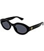 Gucci Women's Minimal GG 53mm Oval Sunglasses, Color:Shiny Black - Image 1