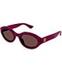 Gucci Women's Minimal GG 53mm Oval Sunglasses, Color:Shiny Opal Cyclamen - Image 1