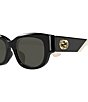 Gucci Women's Oblique 54mm Round Sunglasses, Color:Shiny Black/Ivory - Image 3
