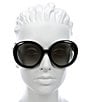 Color:Black - Image 2 - Women's Round 55mm Sunglasses