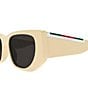 Gucci Women's Subtle Web 53mm Cat Eye Sunglasses, Color:Shiny Solid Ivory/Grey - Image 3
