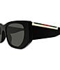 Gucci Women's Subtle Web 53mm Cat Eye Sunglasses, Color:Shiny Black/Grey - Image 3