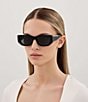 Gucci Women's Subtle Web 53mm Cat Eye Sunglasses, Color:Shiny Black/Grey - Image 4