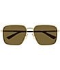 Gucci Women's Subtle Web 60mm Square Sunglasses, Color:Shiny Endura Gold/Brown - Image 2