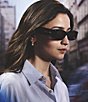 Color:Black - Image 5 - Women's Thickness 53mm Rectangle Sunglasses