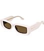 Color:Ivory - Image 1 - Women's Thickness 53mm Rectangle Sunglasses