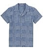 Color:Open - Image 1 - Big Boys 8-18 Short Sleeve Indigo Dobby Woven Shirt