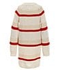 Color:Multi - Image 2 - Little Girls 2T-7 Long Sleeve Striped Bow Sweater Dress