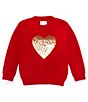 Color:Cherry Love - Image 1 - Little Girls 2T-Long Sleeve Guess Heart Fuzz Sweater