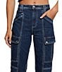 Guess 80s High Rise Cargo Jeans, Color:Oxford - Image 4
