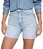 Guess 80's Pedal High Rise Frayed Hem Shorts, Color:The Seaside - Image 3