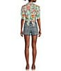 Color:Multi - Image 4 - Adele Rose Meadow Print Button Front Crop Blouse