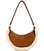 Guess Amita Suede Shearling Trim Hobo Shoulder Bag, Color:Cognac - Image 1