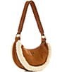 Guess Amita Suede Shearling Trim Hobo Shoulder Bag, Color:Cognac - Image 4