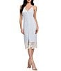 Guess Aria Sleeveless Lace Trimmed Denim Sheath Midi Dress, Color:Blue - Image 1