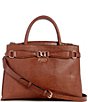 Guess Arlena Girlfriend Lizard Satchel Bag, Color:Cognac - Image 1