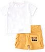 Color:White - Image 2 - Baby Boys Newborn-24 Months Short-Sleeve Guess Logo Graphic Jersey Tee & French Terry Cargo Shorts Set