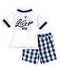 Color:Multi - Image 2 - Baby Boys Newborn-24 Months Short Sleeve Logo Jersey Henley Tee & Plaid Poplin Shorts Set