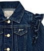 Guess Baby Girls 3-24 Months Ruffle Denim Lurex Trucker Jacket, Color:Dark Denim - Image 3