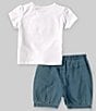 Color:White - Image 2 - Baby Girls 3-24 Months Short Sleeve Character Screen Print T-Shirt & Denim Shorts Set