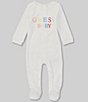Color:White - Image 1 - Baby Newborn-12 Months Long-Sleeve Logo Footed Coverall