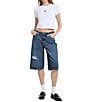 Guess Baggy Distressed Denim Shorts, Color:Navy - Image 3