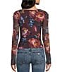 Guess Bernadette Long Sleeve Printed Slinky Mesh Top, Color:Midnight Multi - Image 2