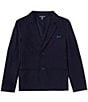 Color:Navy - Image 1 - Big Boys 8-16 Notch Collar Long Sleeve Punto Milano Blazer