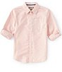 Color:Pink - Image 1 - Big Boys 8-18 Adjustable Long Sleeve Oxford Woven Button Front Shirt