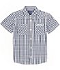 Color:Blue/White Vichy - Image 1 - Big Boys 8-18 Short Sleeve Checked Poplin Shirt