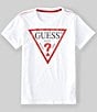 Color:White - Image 1 - Big Boys 8-18 Short-Sleeve Guess Triangle-Graphic T-Shirt