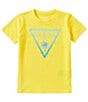 Color:Open Yellow - Image 1 - Big Boys 8-18 Short Sleeve Triangle Palm T-Shirt