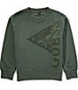 Guess Big Boys Long Sleeve Crewneck Embroidered Pullover, Color:Dark Green - Image 1