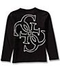 Guess Big Boys Long Sleeve Mini Me T-Shirt, Color:Black - Image 1