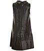 Color:Jet Black - Image 2 - Big Girls 7-16 Short Sleeve PU Leather Dress