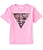 Color:Ciclamino Vibes - Image 1 - Big Girls 7-16 Short Sleeve Triangle Logo Front Graphic T-shirt