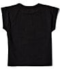 Color:Jet Black - Image 2 - Big Girls 7-16 Cap Sleeve Rhinestone-Embellished-Logo T-Shirt